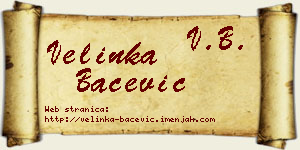 Velinka Bačević vizit kartica